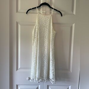 White crochet mini dress